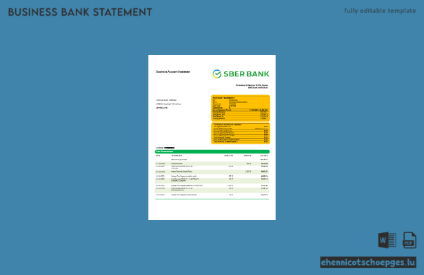 Beispiel eines Kontoauszugs vom Sberbank-Firmenkonto (Word- und PDF-Datei)